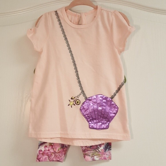 Jessica Simpson Mermaid Seashell Shorts Shirt - Picture 1 of 4